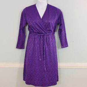 Vintage Patterned Tie-Front Dress UO Purple